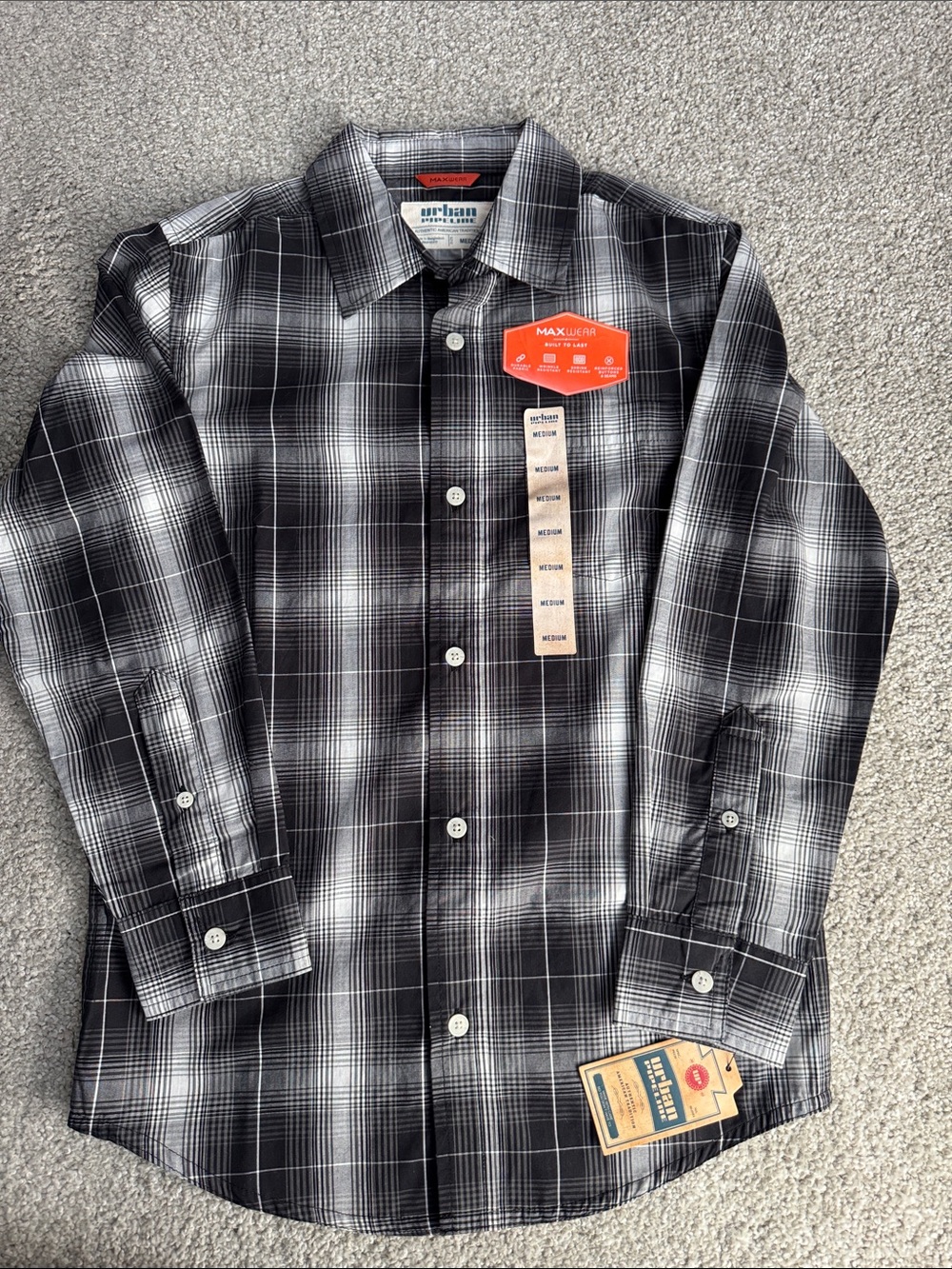 urban pipeline Black and White Plaid Button-Down Shirt